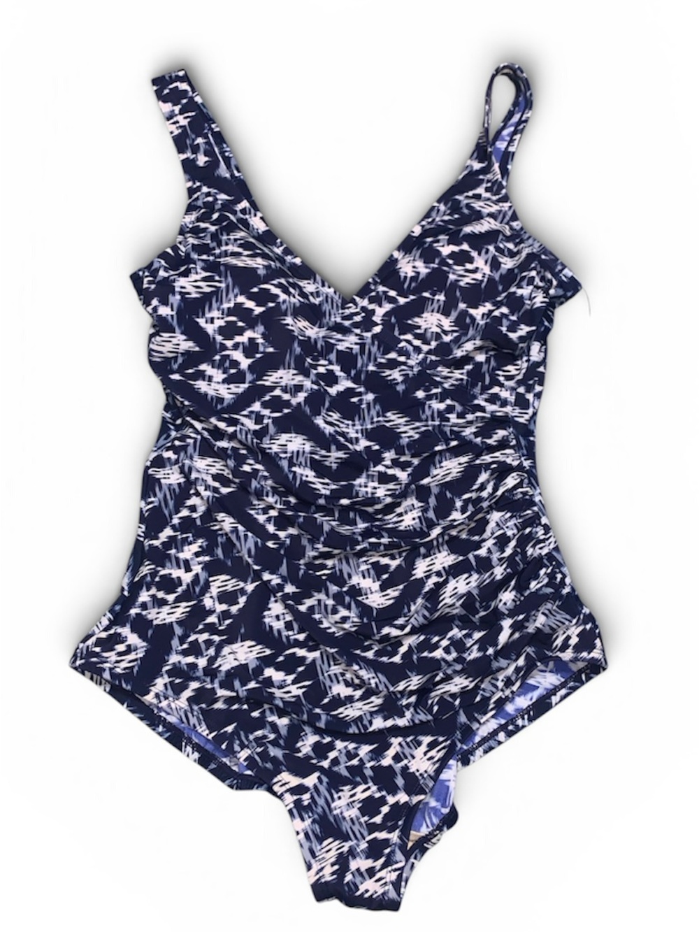 Miraclesuit Navy & White Abstract One-Piece Size 14
